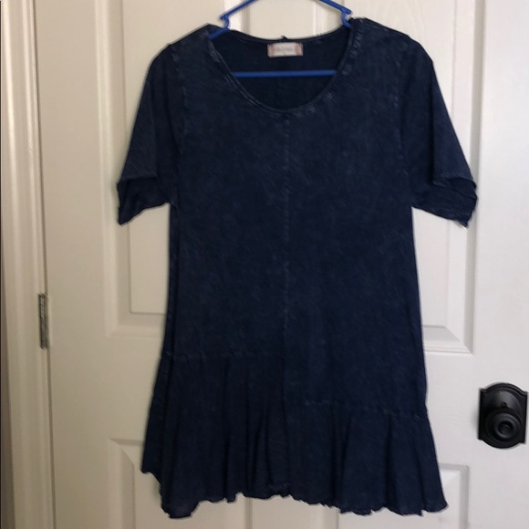 Altard State ruffle blue jean shirt - Picture 2 of 4